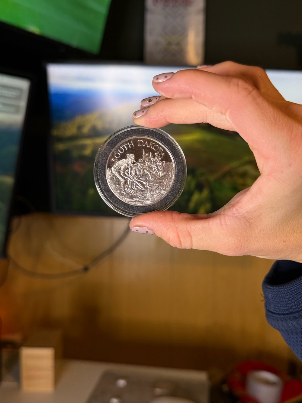 925 Silver Franklin Mint South Dakota Coin - Silver